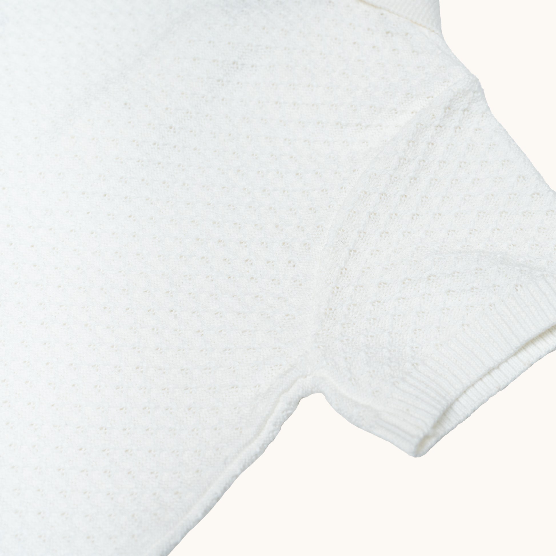 ORGANIC KNITTED SUMMER ROMPERS - CREAM - Petit Smiles