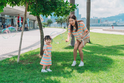 KNITTED WAVY SUMMER DRESS WITH SHORT-SLEEVED SHIRT TWINNING BUNDLE - Petit Smiles