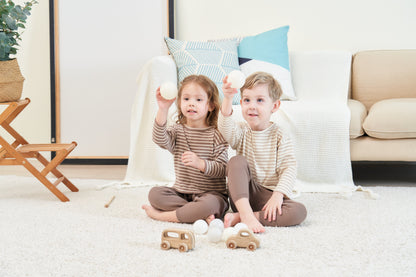 ORGANIC STRIPE PULL OVER SET - BEIGE & CREAM - Petit Smiles