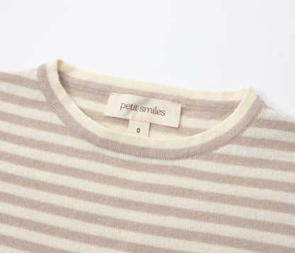 ORGANIC STRIPE PULL OVER - BEIGE & CREAM - Petit Smiles