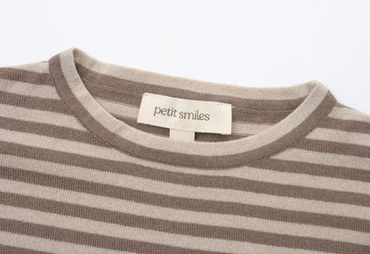 ORGANIC STRIPE PULL OVER - BEIGE & CHOCO - Petit Smiles