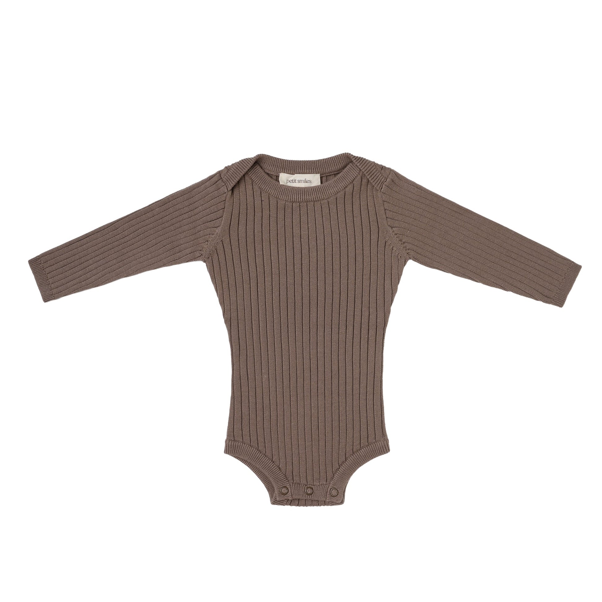 ORGANIC RIB ESSENTIAL BODYSUIT WITH LEGGING - CHOCO - Petit Smiles