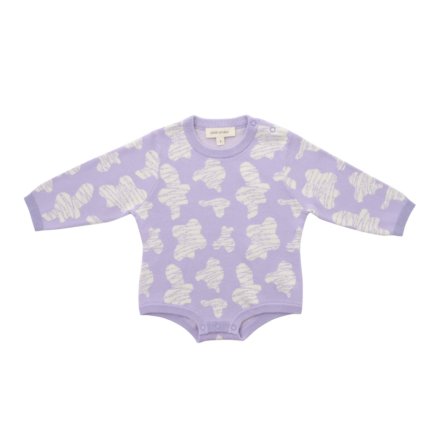 KNITTED SPOTS ROMPER WITH BLOOMERS - TARO; 100% Organic Cotton; Jacquard Romper made from GOTS-certified organic cotton; 'TARO SPOTS' Jacquard pattern; Rib hem at neck, cuffs and leg opening; Features convenient press snaps at the crotch for effortless dressing; Oversized fit.