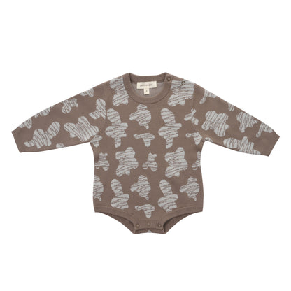 KNITTED CHOCO SPOTS ROMPER WITH LEGGINGS; 100% Organic Cotton; Jacquard Romper made from GOTS-certified organic cotton; 'CHOCO SPOTS' Jacquard pattern; Rib hem at neck, cuffs and leg opening; Features convenient press snaps at the crotch for effortless dressing; Oversized fit. 