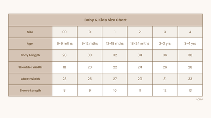 ORGANIC KNITTED SUMMER TEE - CREAM | Size Chart