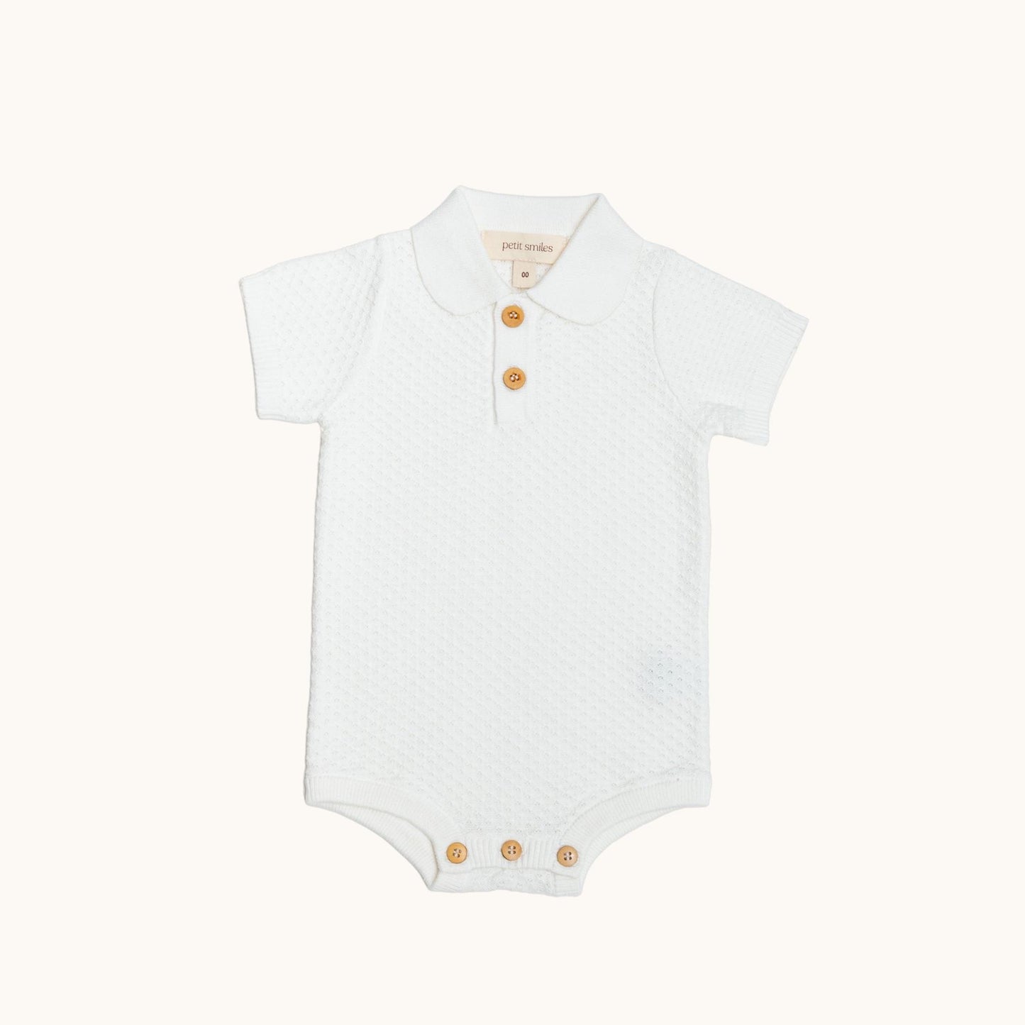 ORGANIC KNITTED SUMMER ROMPERS - CREAM - Petit Smiles